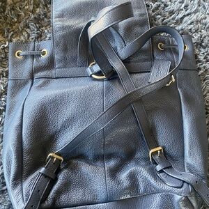 Coach Black Leather Backpack with Gold Accents